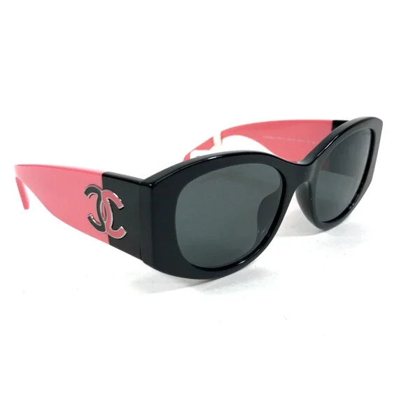 Chanel Sunglasses 5524-A c.535/S4 Black Pink Asian Fit Frames with Gray Lenses - Picture 4 of 13